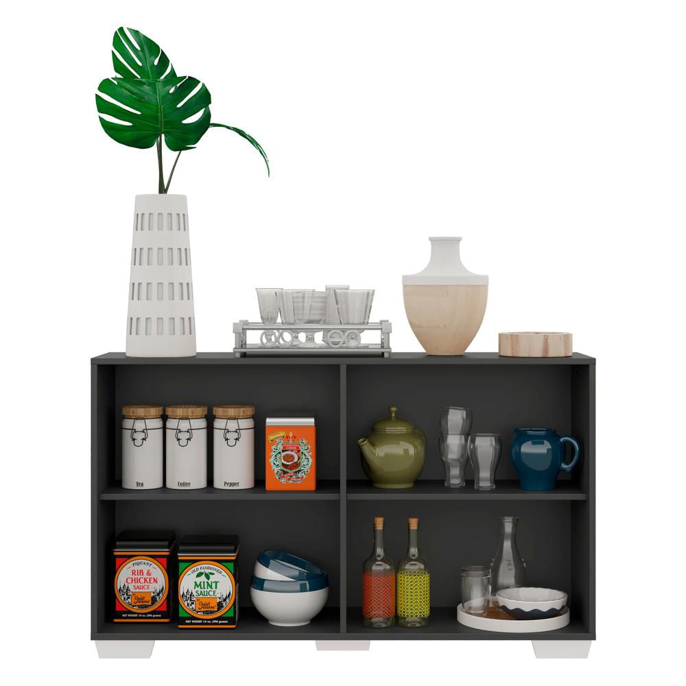 Encontraproduto.com.br - Aparador Buffet 4 Portas com Pés Quadrados Viena Multimóveis Preto/Branco