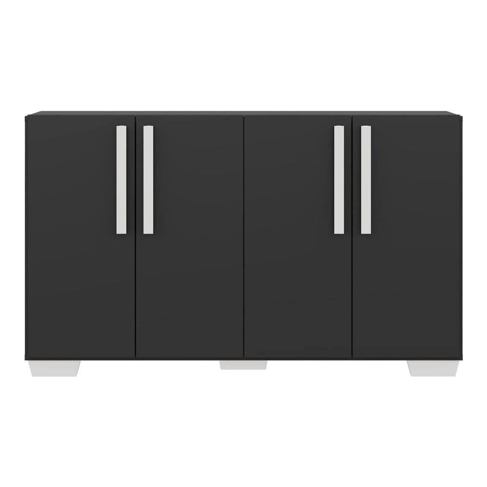 Encontraproduto.com.br - Aparador Buffet 4 Portas com Pés Quadrados Viena Multimóveis Preto/Branco