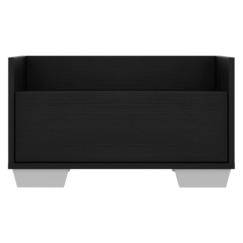 Encontraproduto.com.br - Kit com 2 Mesas de Cabeceira 60 cm com Pés Quadrados Multimóveis Preta/Branca