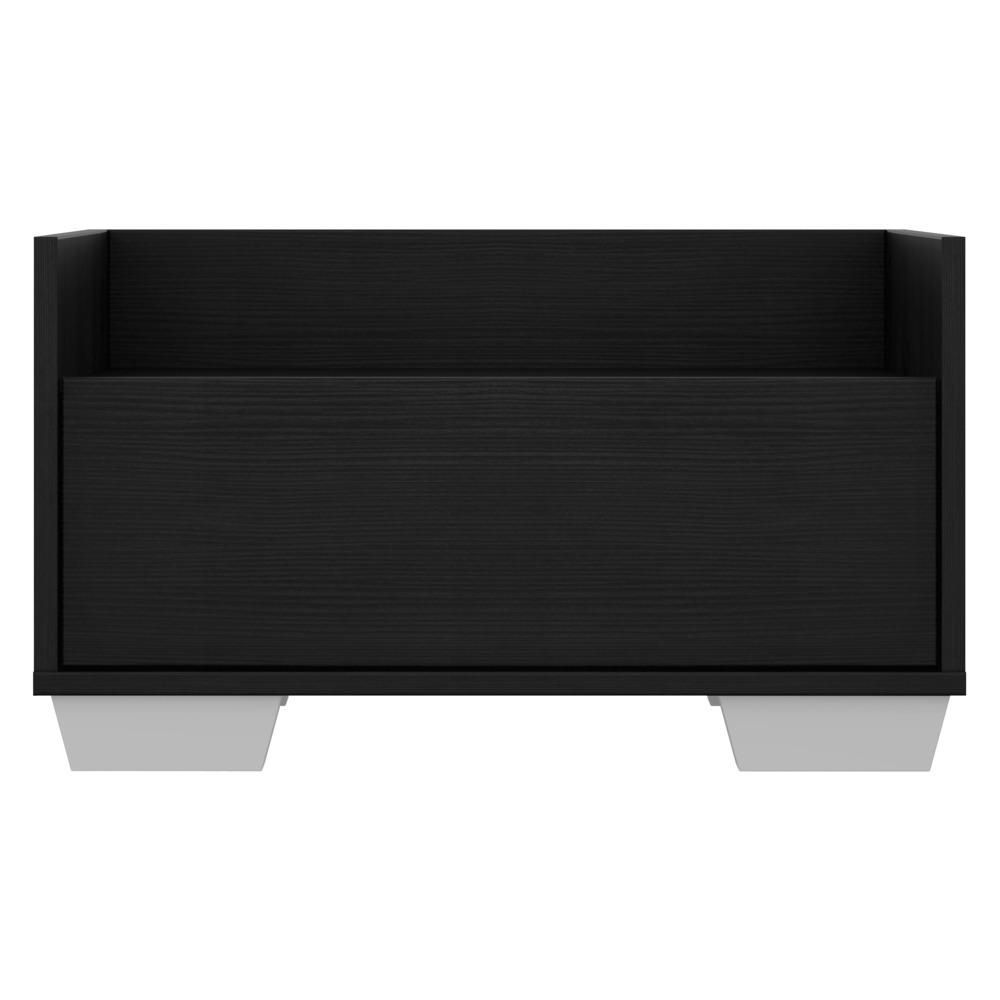 Encontraproduto.com.br - Kit com 2 Mesas de Cabeceira 60 cm com Pés Quadrados Multimóveis Preta/Branca