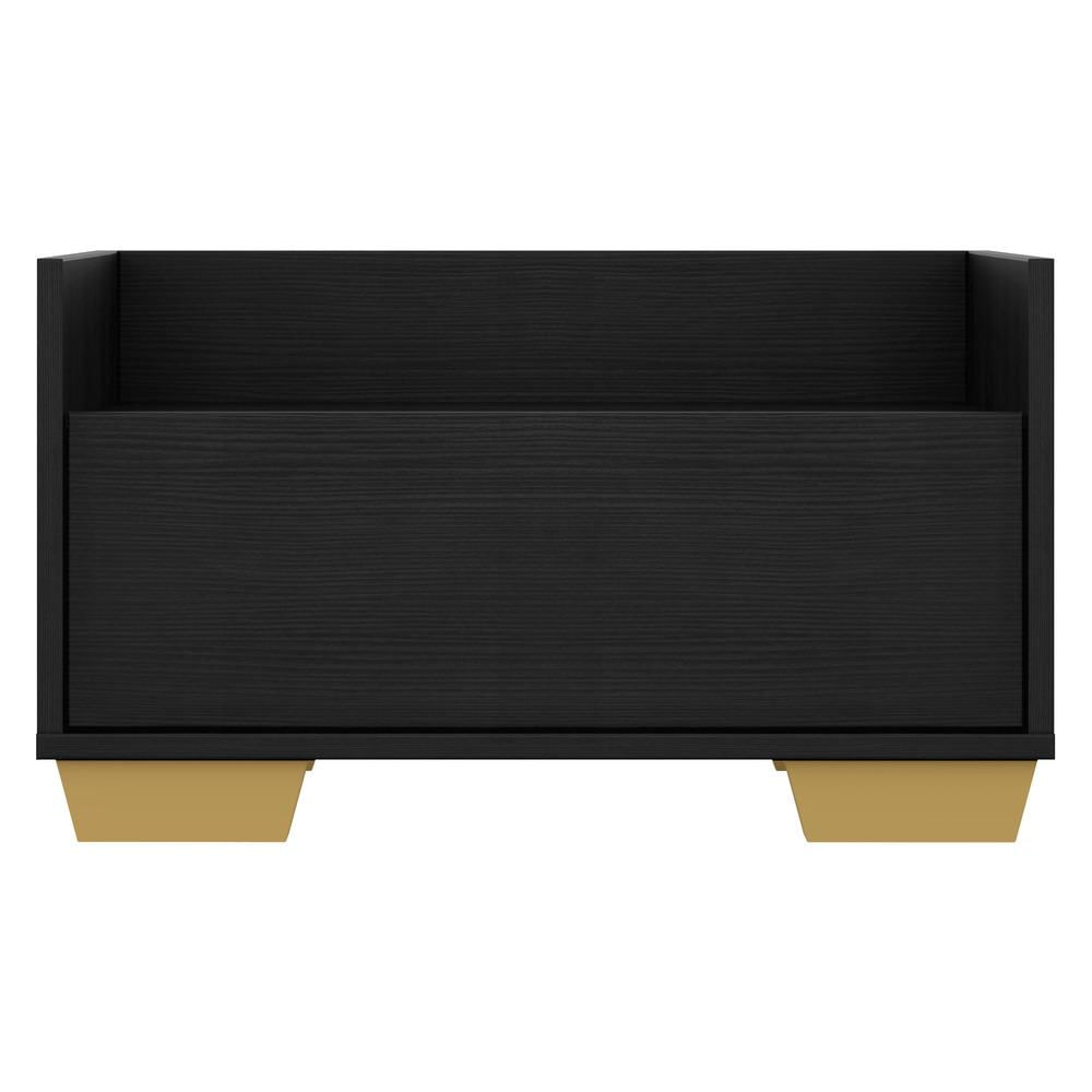 Encontraproduto.com.br - Kit com 2 Mesas de Cabeceira 60 cm com Pés Quadrados Multimóveis Preta/Natural