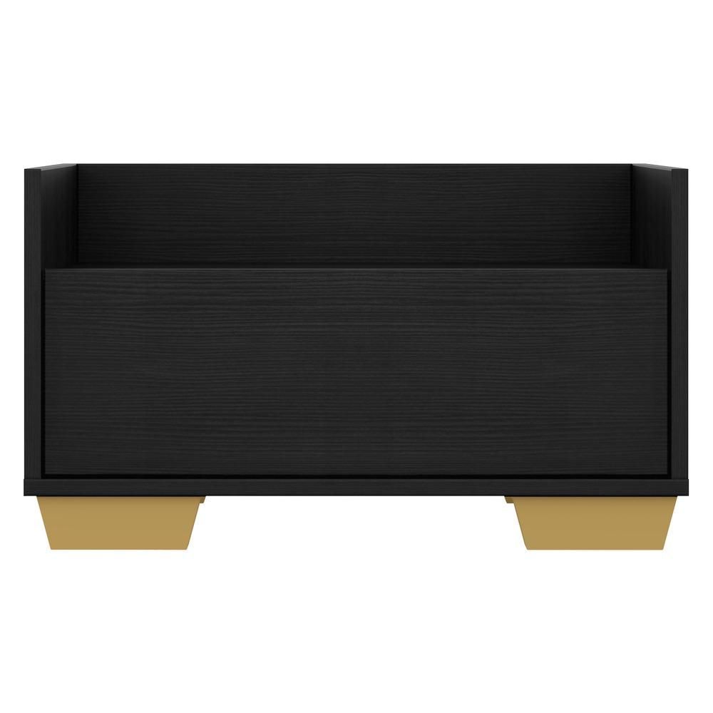 Encontraproduto.com.br - Kit com 2 Mesas de Cabeceira 60 cm com Pés Quadrados Multimóveis Preta/Natural