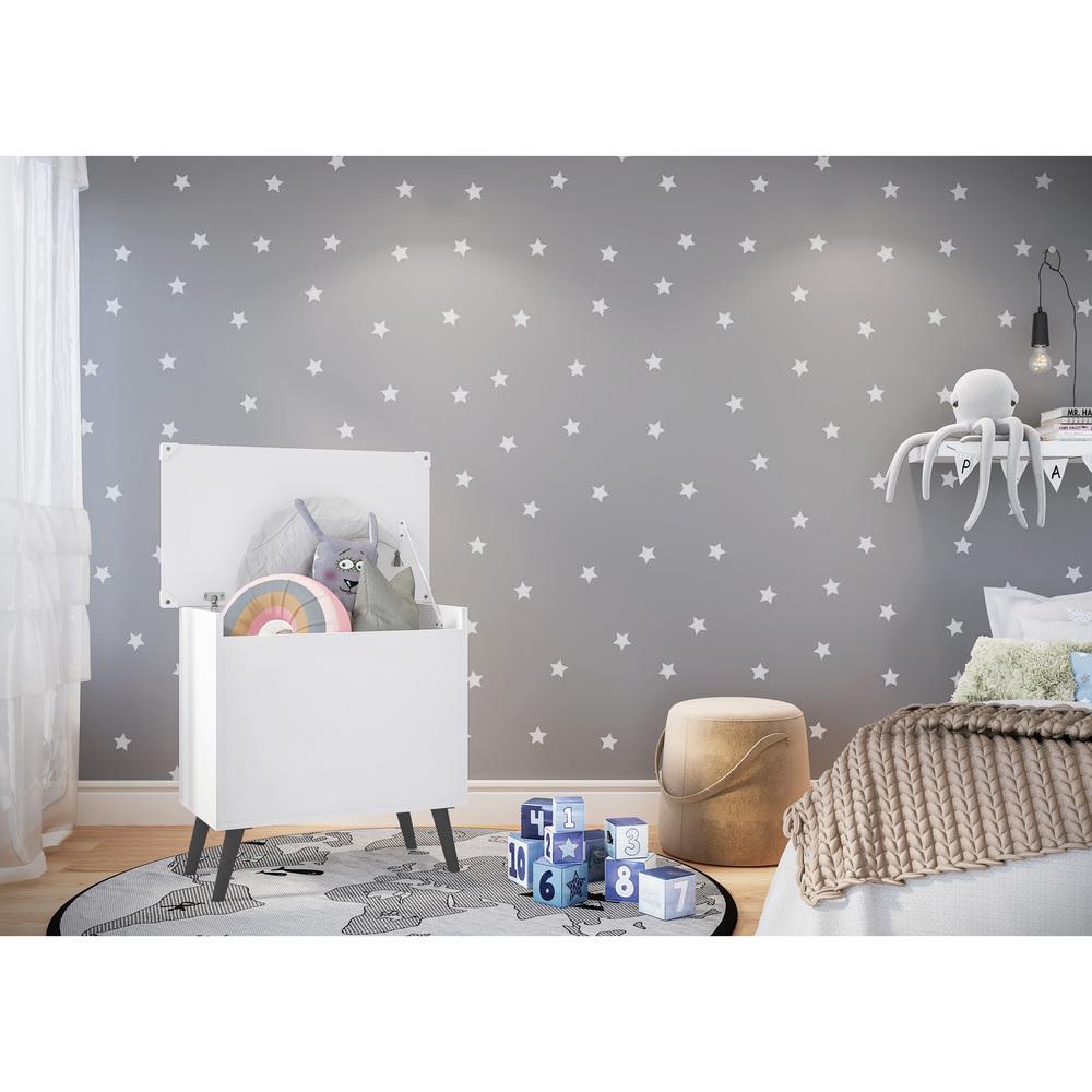 Encontraproduto.com.br - Baú Organizador Caixa de Brinquedos Retrô Multimóveis Branco/Preto