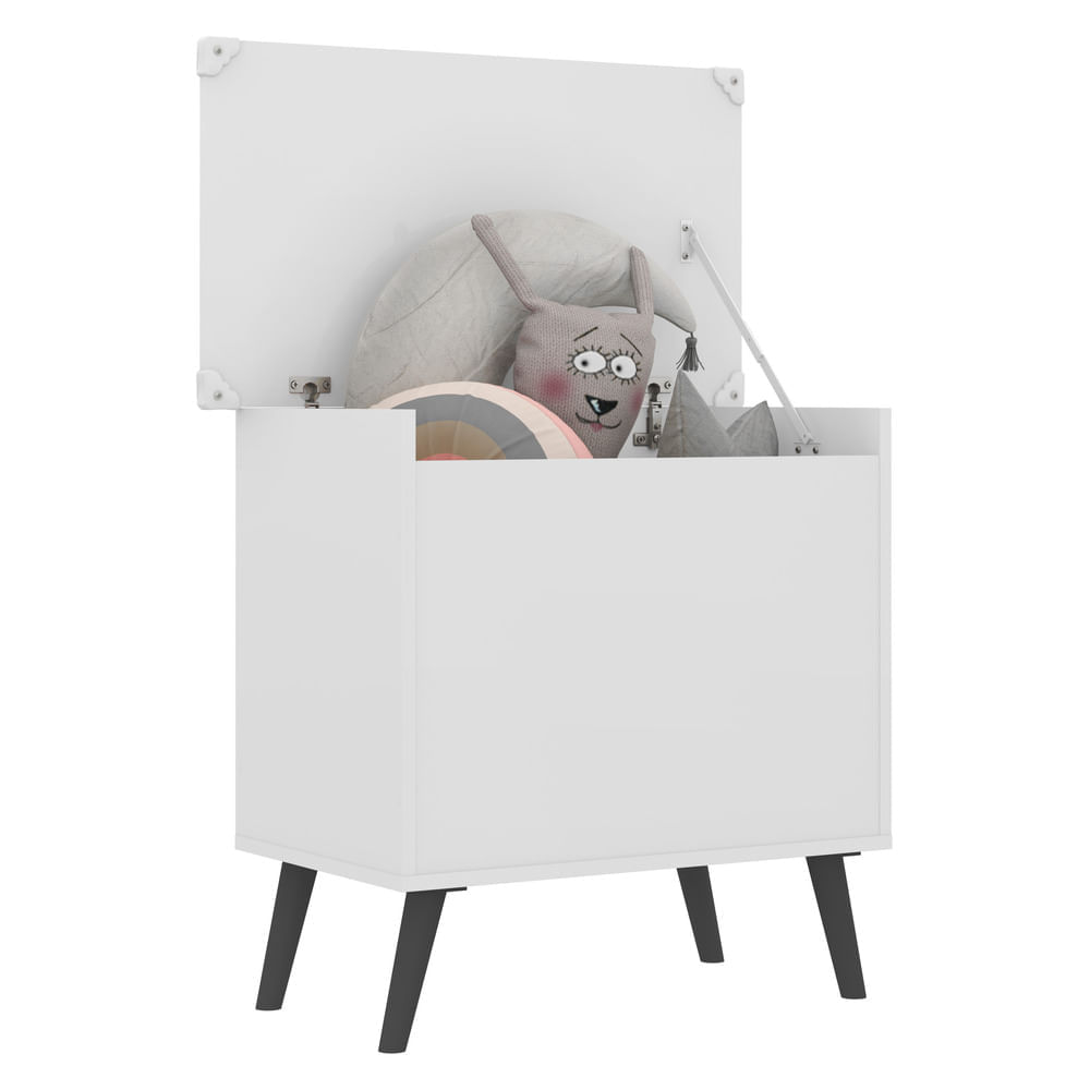 Encontraproduto.com.br - Baú Organizador Caixa de Brinquedos Retrô Multimóveis Branco/Preto