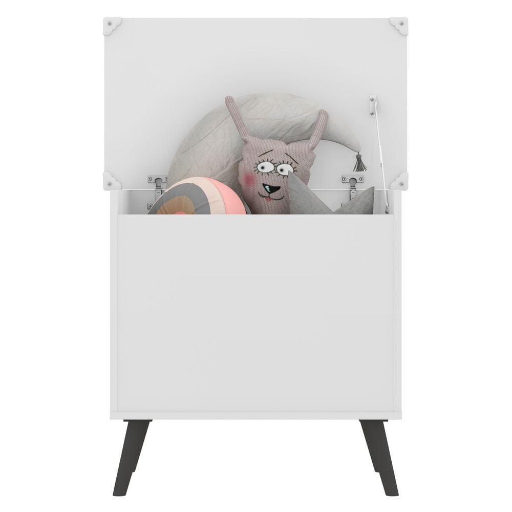 Encontraproduto.com.br - Baú Organizador Caixa de Brinquedos Retrô Multimóveis Branco/Preto