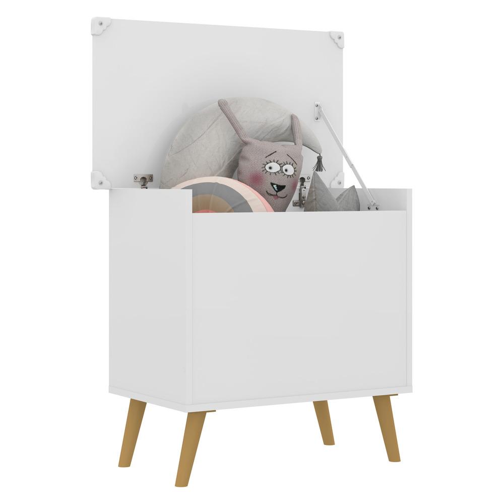 Baú Organizador Caixa de Brinquedos Retrô Multimóveis Branco/Natural