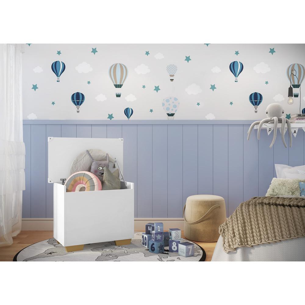 Encontraproduto.com.br - Baú Organizador Caixa de Brinquedos Pés Quadrados Multimóveis Branco/Natural