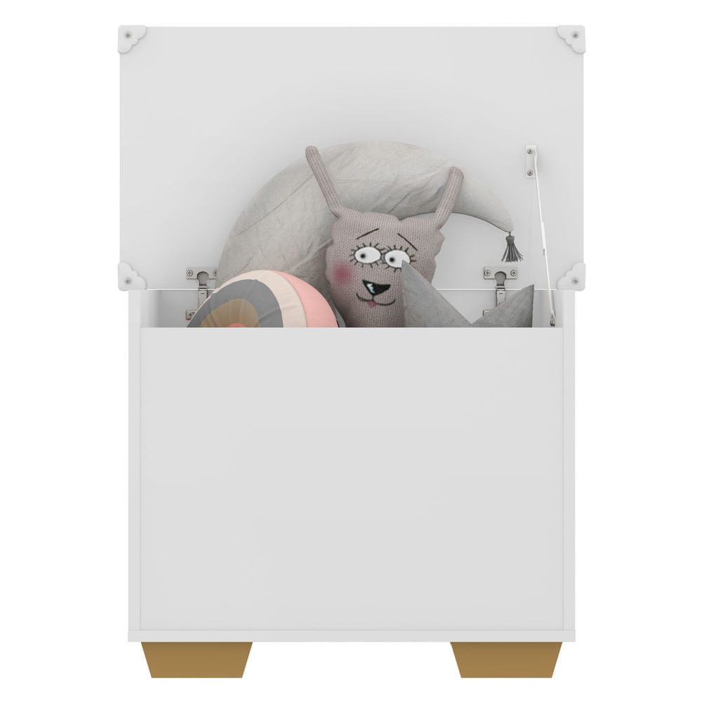 Encontraproduto.com.br - Baú Organizador Caixa de Brinquedos Pés Quadrados Multimóveis Branco/Natural