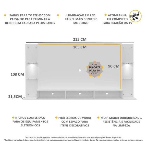 Encontraproduto.com.br - Painel Com Suporte Tv 65´´ e 2 Leds Vegas Premium