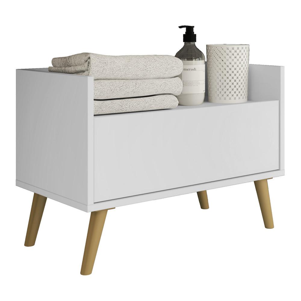 Encontraproduto.com.br - Gabinete Balcão Banheiro 80 cm com Pés Retrô Multimóveis Branco/Natural