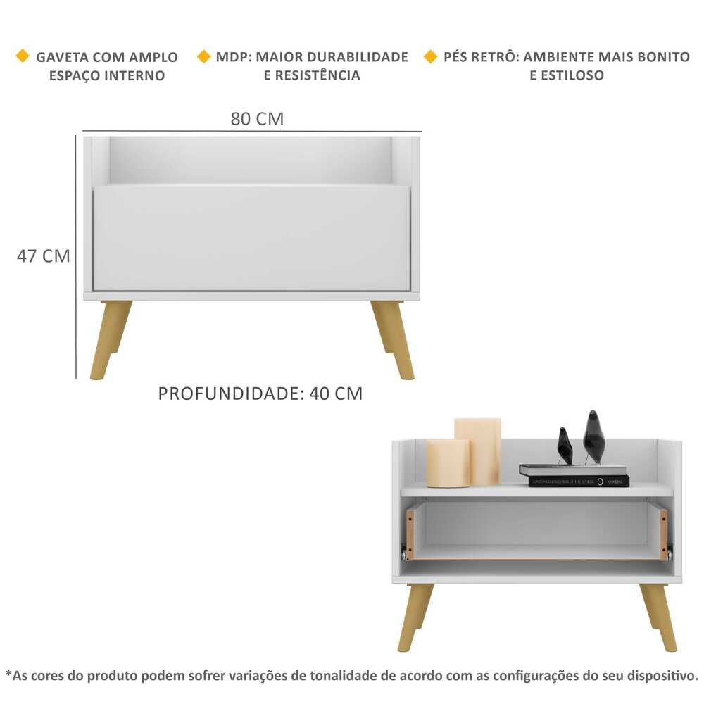 Encontraproduto.com.br - Gabinete Balcão Banheiro 80 cm com Pés Retrô Multimóveis Branco/Natural