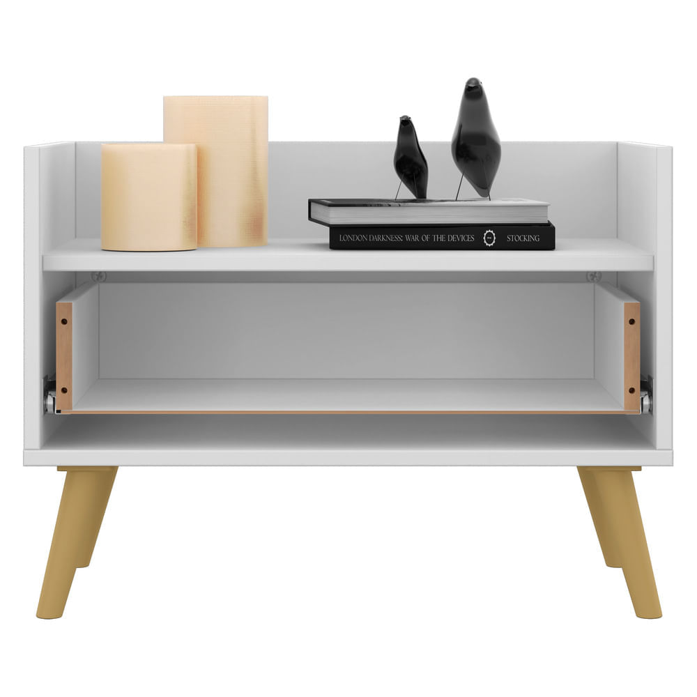 Encontraproduto.com.br - Gabinete Balcão Banheiro 80 cm com Pés Retrô Multimóveis Branco/Natural