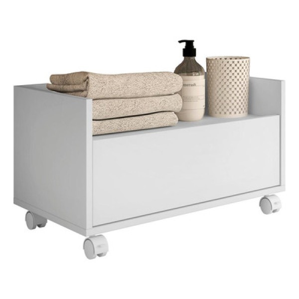 Gabinete Balcão Banheiro 80 cm com Rodízios Multimóveis Branco