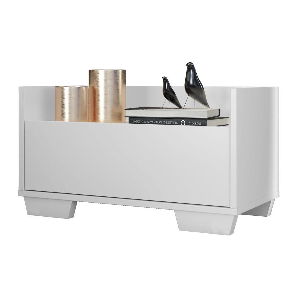 Encontraproduto.com.br - Mesa de Cabeceira 80 cm com Pés Quadrados Multimóveis Branca