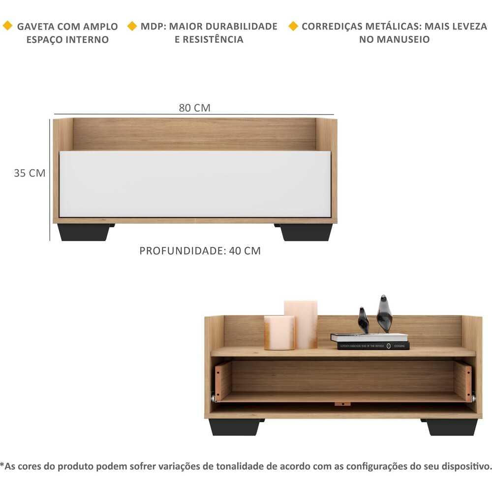 Encontraproduto.com.br - Gabinete Armário Banheiro 80 cm com Pés Quadrados Multimóveis Rustic/Branco/Preto