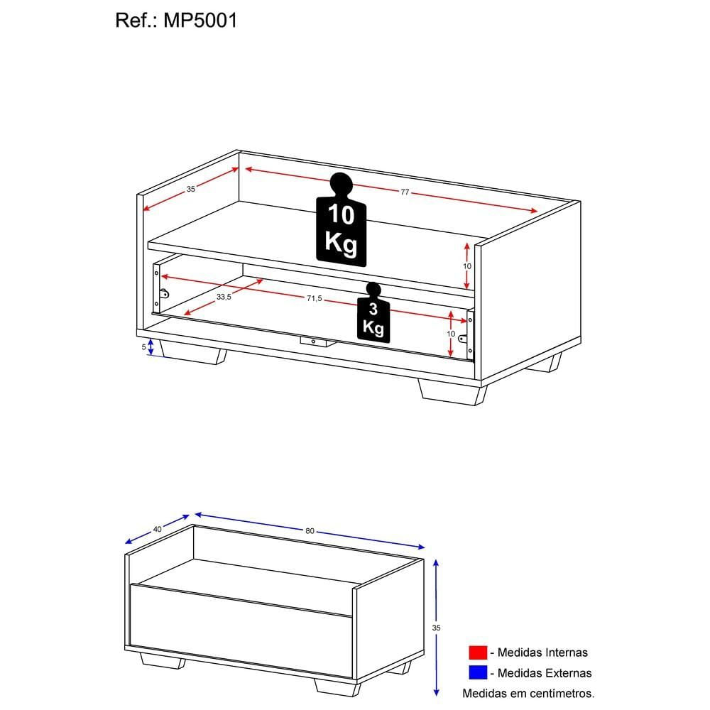 Encontraproduto.com.br - Gabinete Armário Banheiro 80 cm com Pés Quadrados Multimóveis Rustic/Branco/Preto