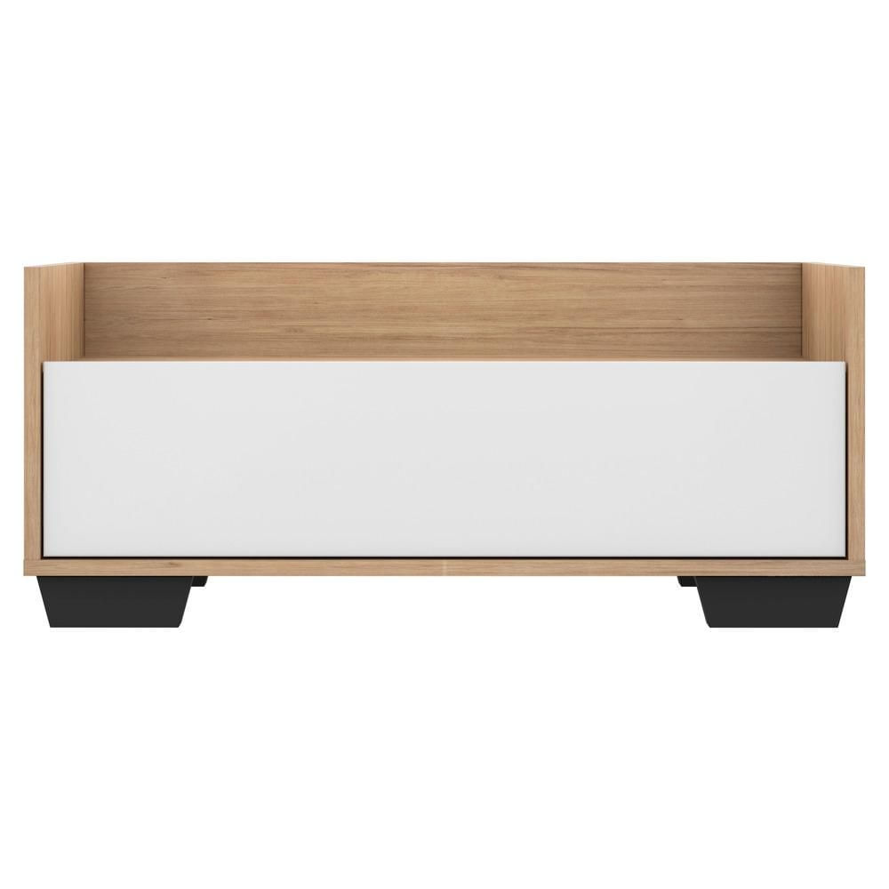 Encontraproduto.com.br - Gabinete Armário Banheiro 80 cm com Pés Quadrados Multimóveis Rustic/Branco/Preto