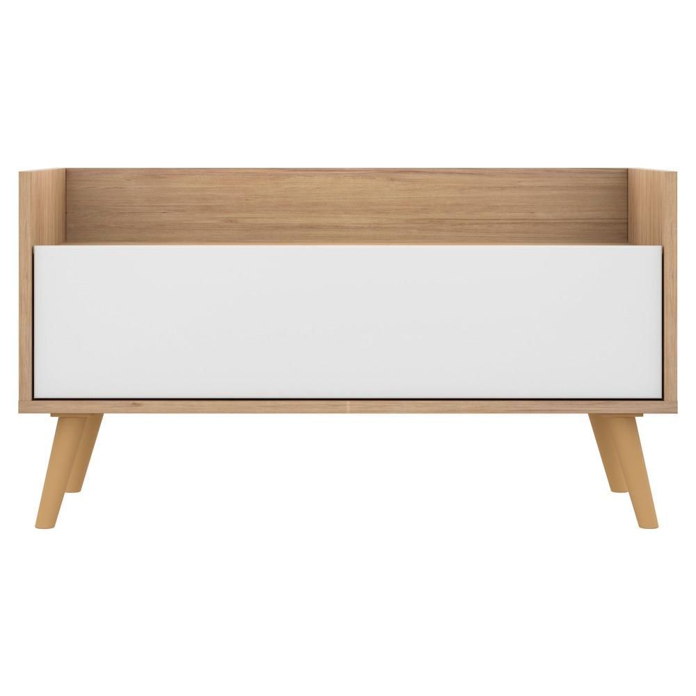 Encontraproduto.com.br - Mesa de Cabeceira 80 cm com Pés Retrô Multimóveis Rustic/Branco/Natural