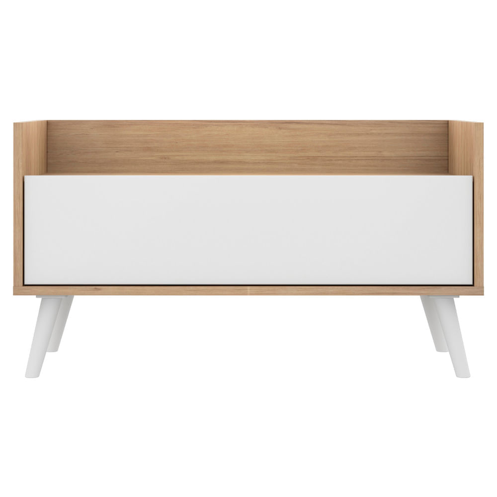 Encontraproduto.com.br - Kit com 2 Mesas de Cabeceira 80 cm com Pés Retrô Multimóveis Rustic/Branco