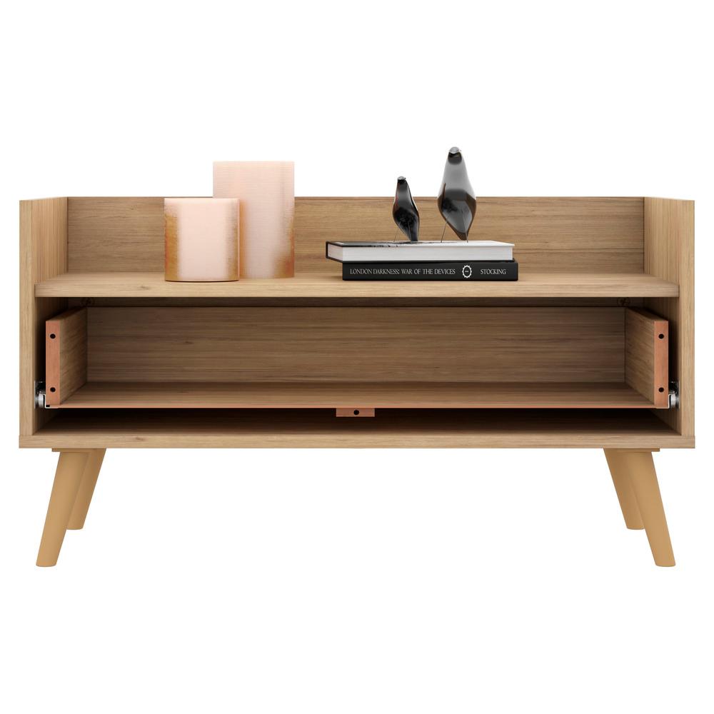 Encontraproduto.com.br - Kit com 2 Mesas de Cabeceira 80 cm com Pés Retrô Multimóveis Rustic/Branco/Natural