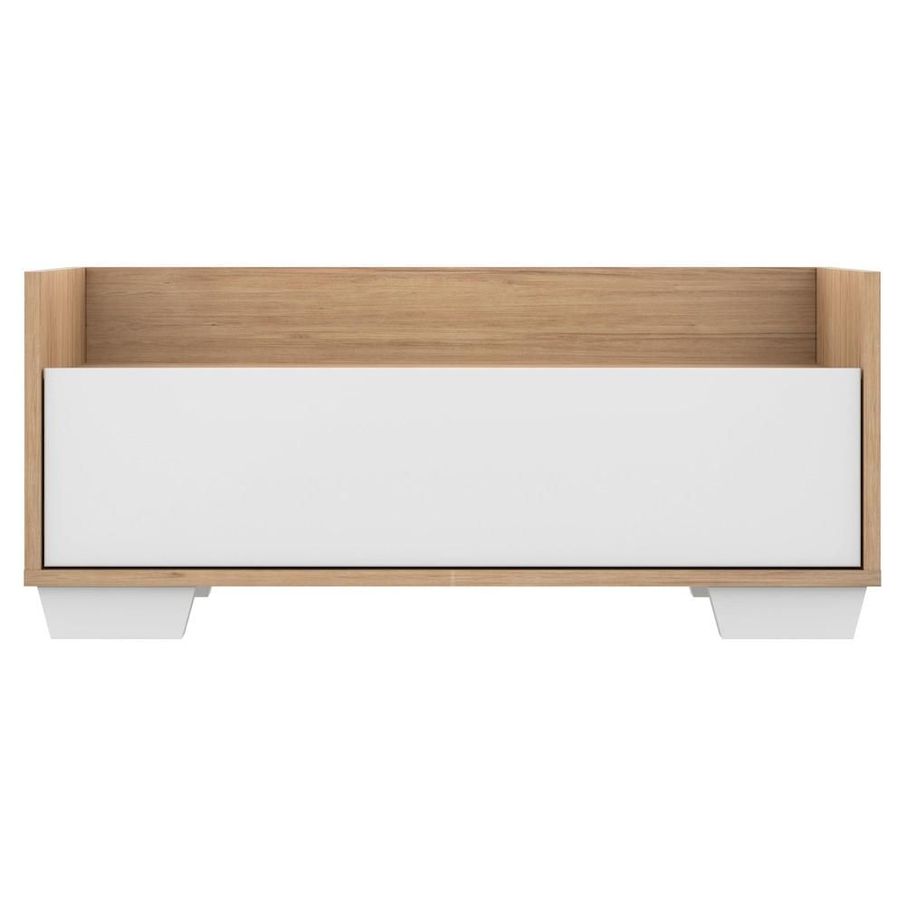 Encontraproduto.com.br - Kit com 2 Mesas de Cabeceira 80 cm com Pés Quadrados Multimóveis Rustic/Branco