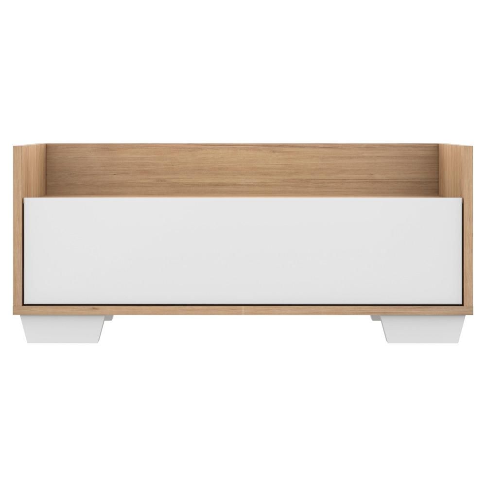 Encontraproduto.com.br - Kit com 2 Mesas de Cabeceira 80 cm com Pés Quadrados Multimóveis Rustic/Branco