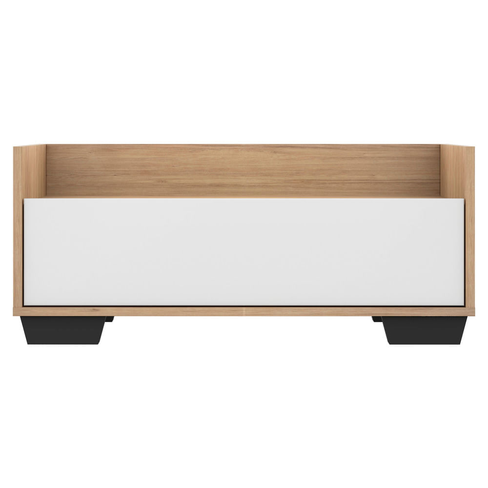 Encontraproduto.com.br - Kit com 2 Mesas de Cabeceira 80 cm com Pés Quadrados Multimóveis Rustic/Branco/Preto