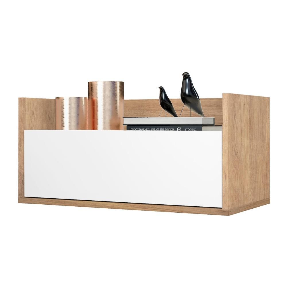 Encontraproduto.com.br - Mesa de Cabeceira 80 cm Suspensa Multimóveis Rustic/Branco