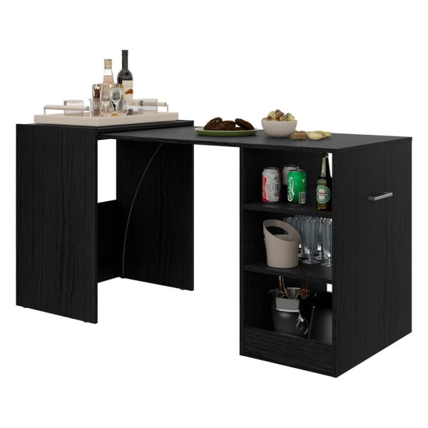 Encontraproduto.com.br - Aparador Bar com Mesa Dobrável Ibiza Multimóveis Preto