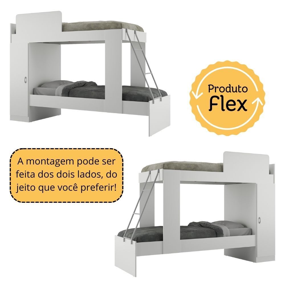 Encontraproduto.com.br - Beliche com Colchão Incluso 1 Porta Havana Multimóveis Branco