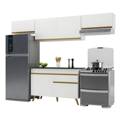 Cozinha Compacta 4 Pç c/ Armário E Balcão Multimóveis Branca