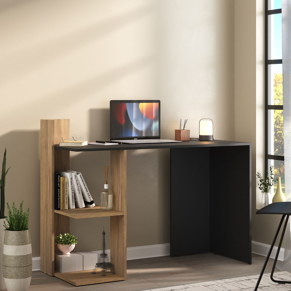 Encontraproduto.com.br - Escrivaninha Mesa para Computador Dubai Multimóveis Preta/Rustic