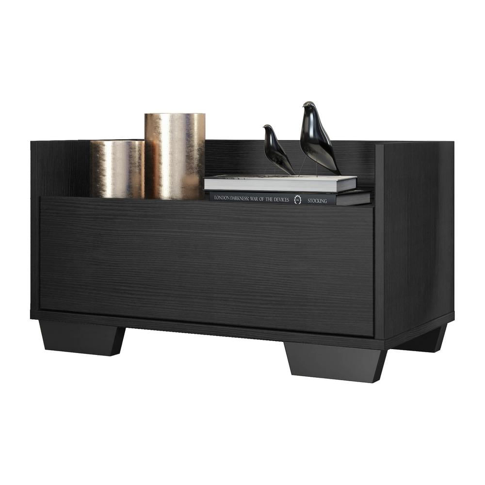 Encontraproduto.com.br - Mesa de Cabeceira 80 cm com Pés Quadrados Multimóveis Preta
