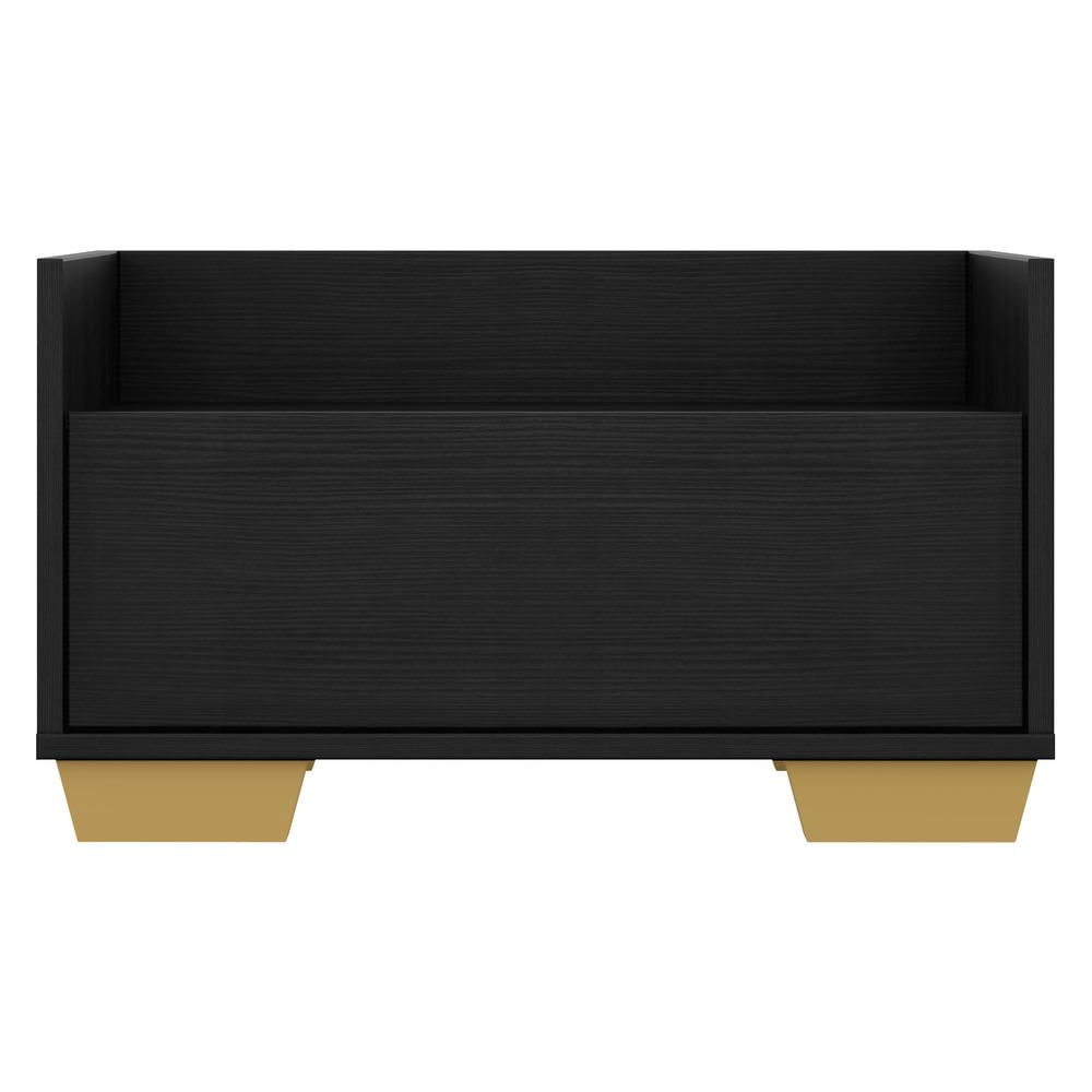 Encontraproduto.com.br - Kit com 2 Mesas de Cabeceira 80 cm com Pés Quadrados Multimóveis Preta/Natural