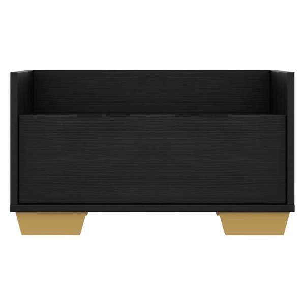 Encontraproduto.com.br - Kit com 2 Mesas de Cabeceira 80 cm com Pés Quadrados Multimóveis Preta/Natural
