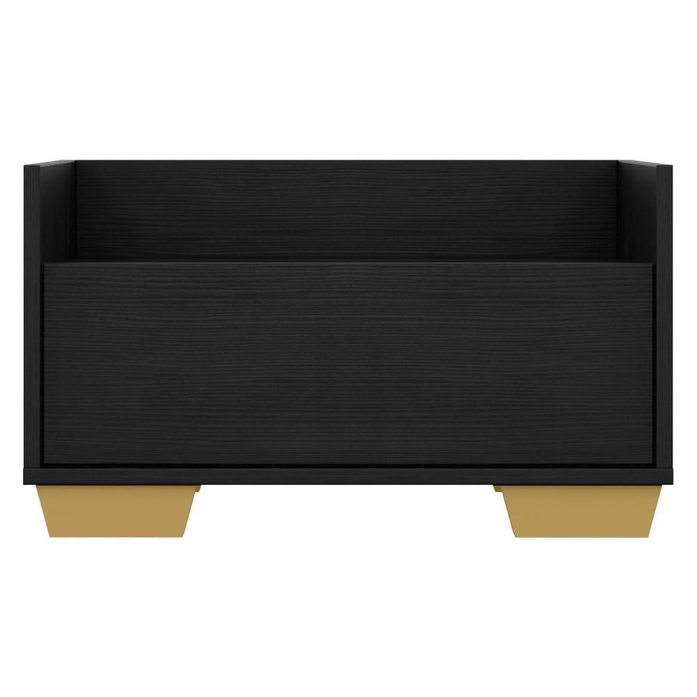 Encontraproduto.com.br - Kit com 2 Mesas de Cabeceira 80 cm com Pés Quadrados Multimóveis Preta/Natural
