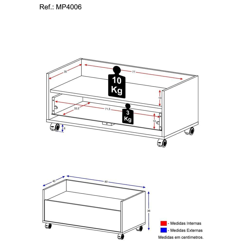 Encontraproduto.com.br - Mesa de Cabeceira 80 cm com Rodízios Multimóveis Preta