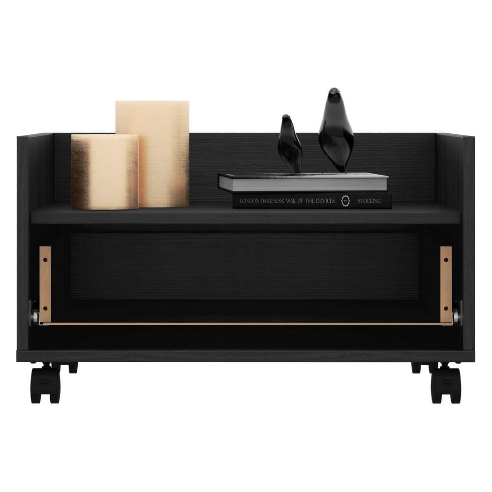 Encontraproduto.com.br - Kit com 2 Mesas de Cabeceira 80 cm com Rodízios Multimóveis Preta
