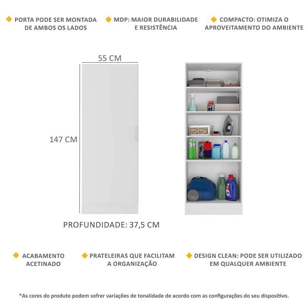Encontraproduto.com.br - Armário Multiuso Lavanderia com 1 Porta Multimóveis MP5014 Branco