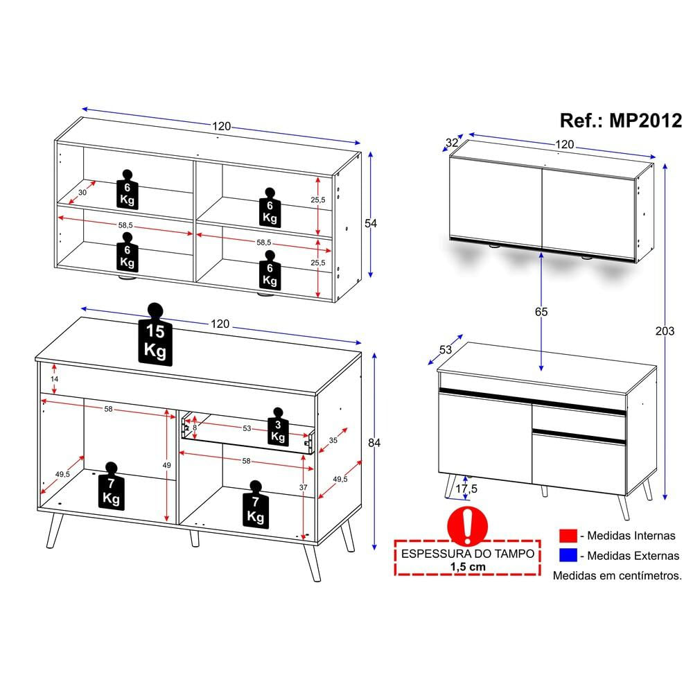 Encontraproduto.com.br - Cozinha Compacta 2pçs c/Leds Up Preta