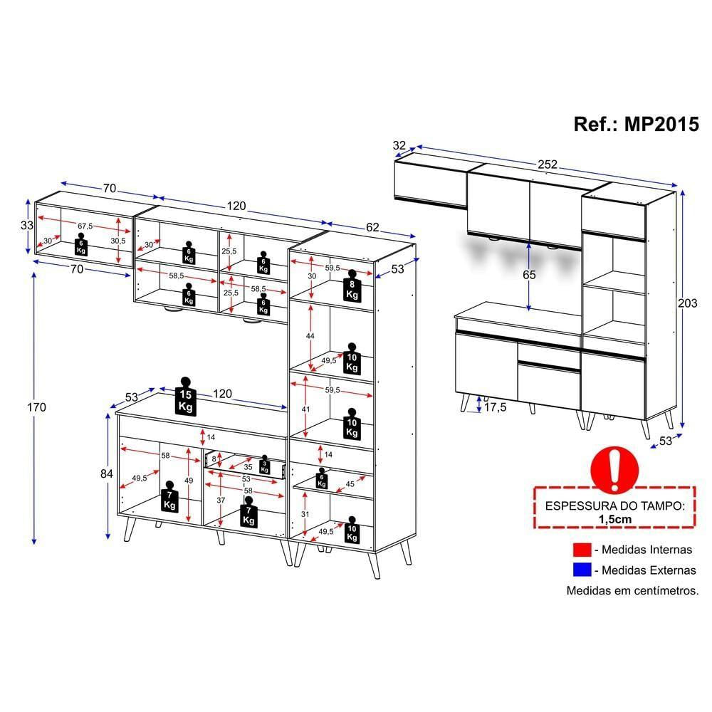Encontraproduto.com.br - Cozinha Compacta 4pç C/ Leds Mp2015 Veneza Up Multimóveis Bc