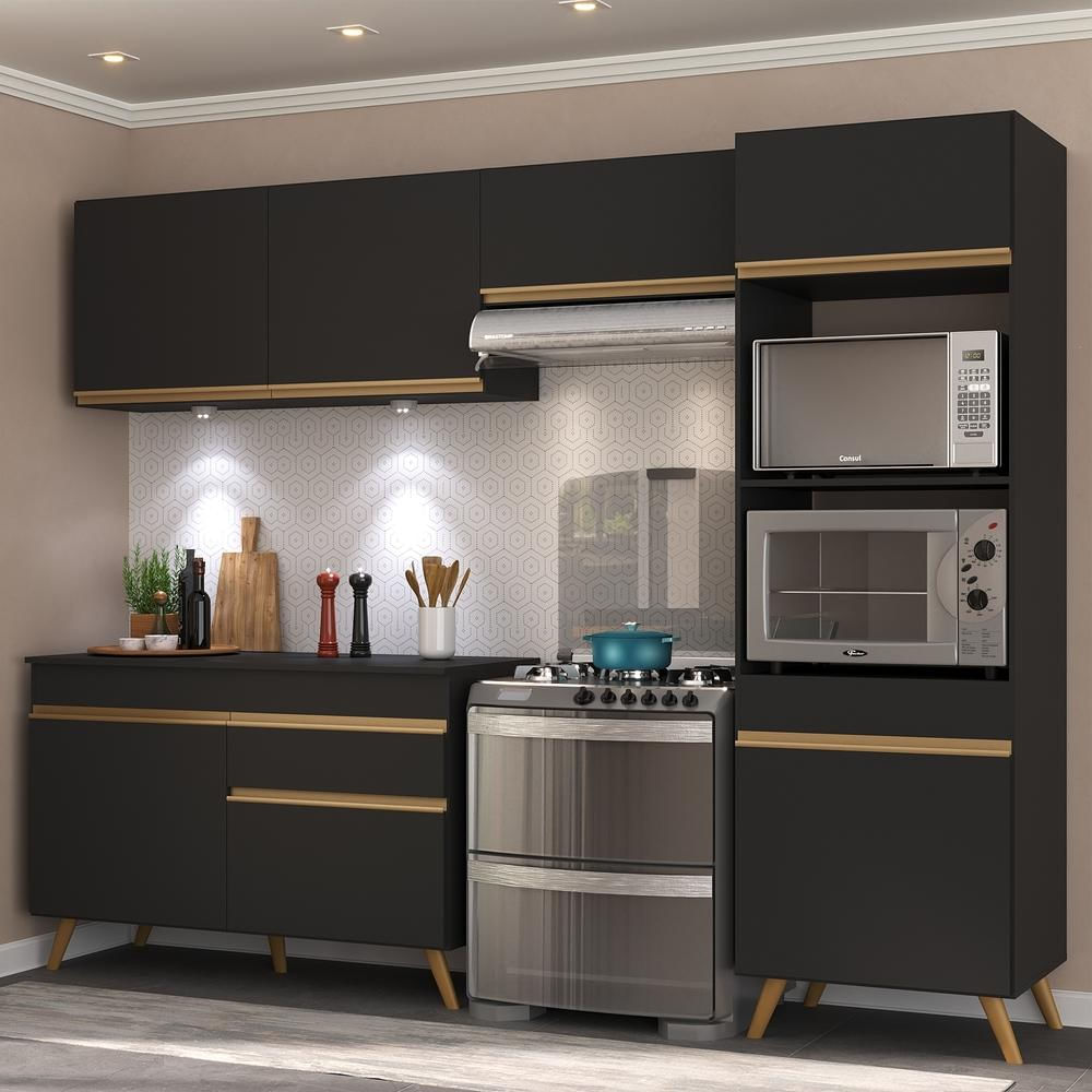 Encontraproduto.com.br - Cozinha Compacta 4 Peças Com Leds Veneza Up Multimóveis