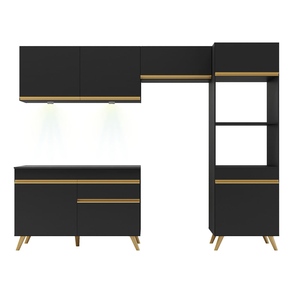 Encontraproduto.com.br - Cozinha Compacta 4 Peças Com Leds Veneza Up Multimóveis