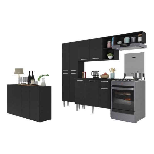 Encontraproduto.com.br - Cozinha C/ Buffet/aparador Paris Multimóveis Mp2043 Preta