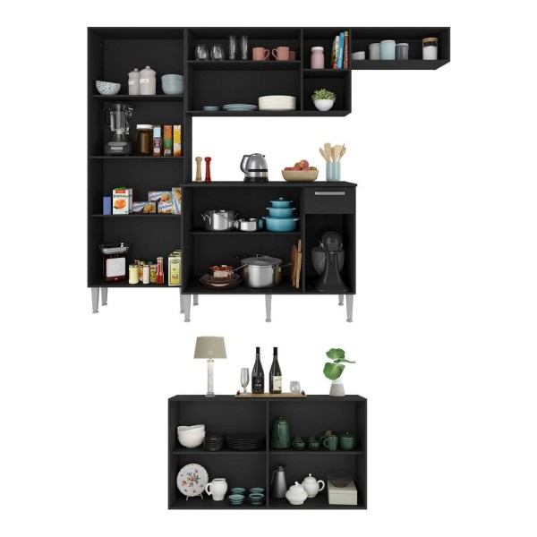 Encontraproduto.com.br - Cozinha C/ Buffet/aparador Paris Multimóveis Mp2043 Preta