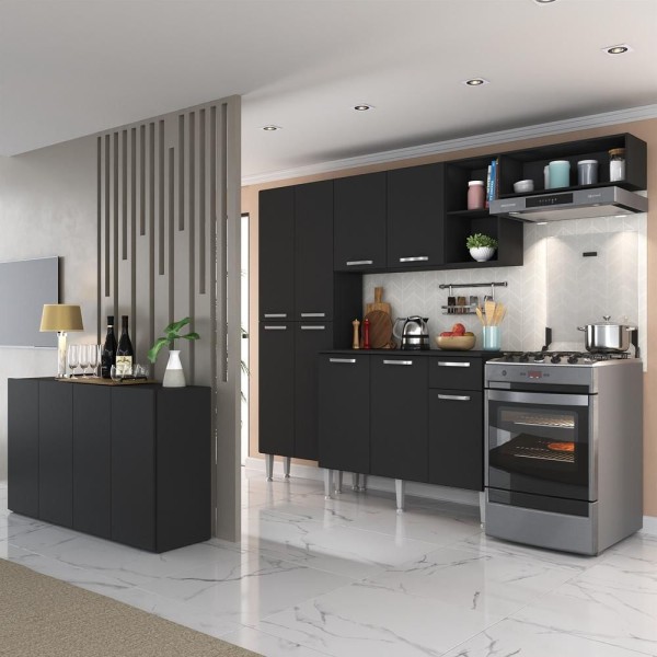 Encontraproduto.com.br - Cozinha C/ Buffet/aparador Paris Multimóveis Mp2043 Preta