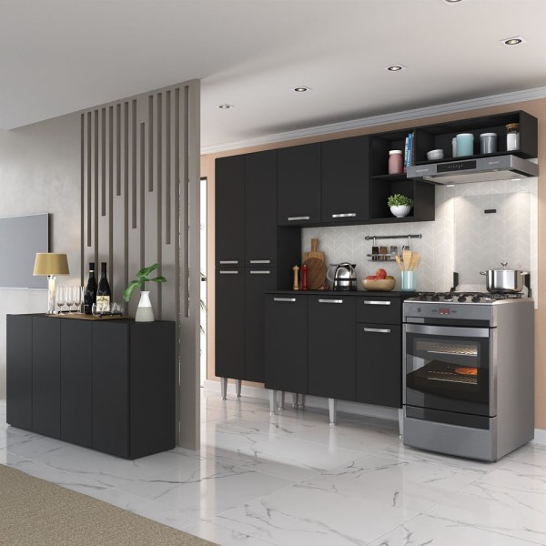 Encontraproduto.com.br - Cozinha C/ Buffet/aparador Paris Multimóveis Mp2043 Preta