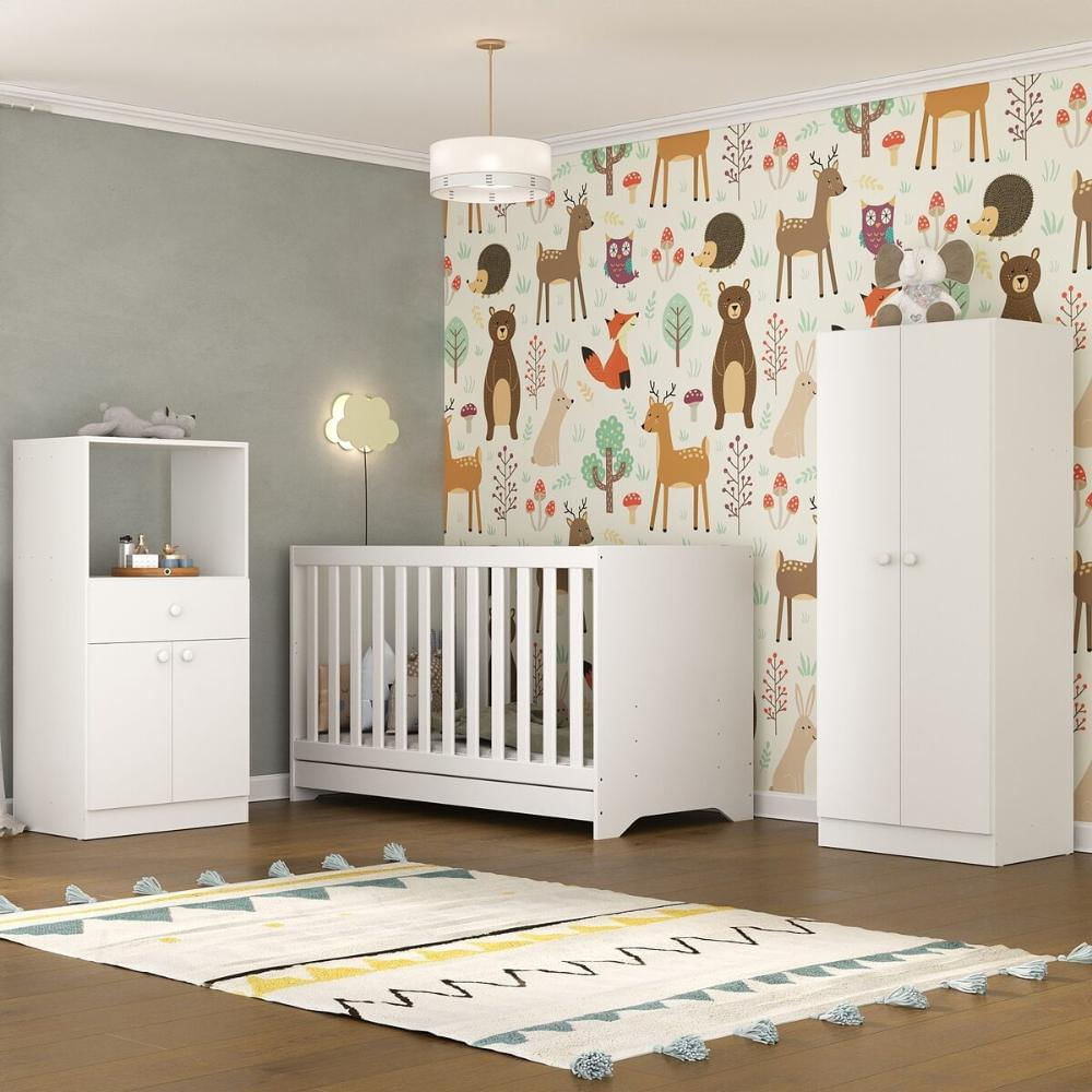 Encontraproduto.com.br - Quarto Infantil com Berço 3 em 1 Luíza Multimóveis Branco
