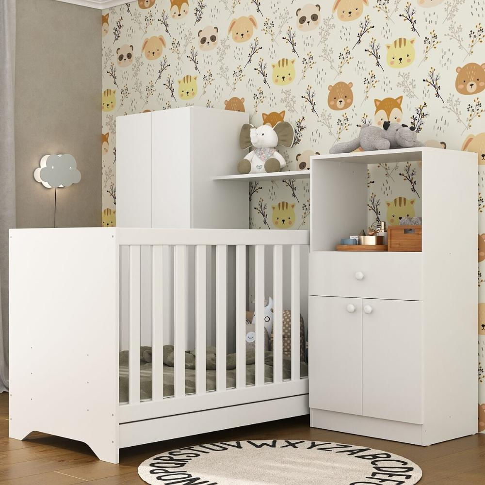 Encontraproduto.com.br - Quarto Infantil com Berço 3 em 1 Luíza Multimóveis Branco
