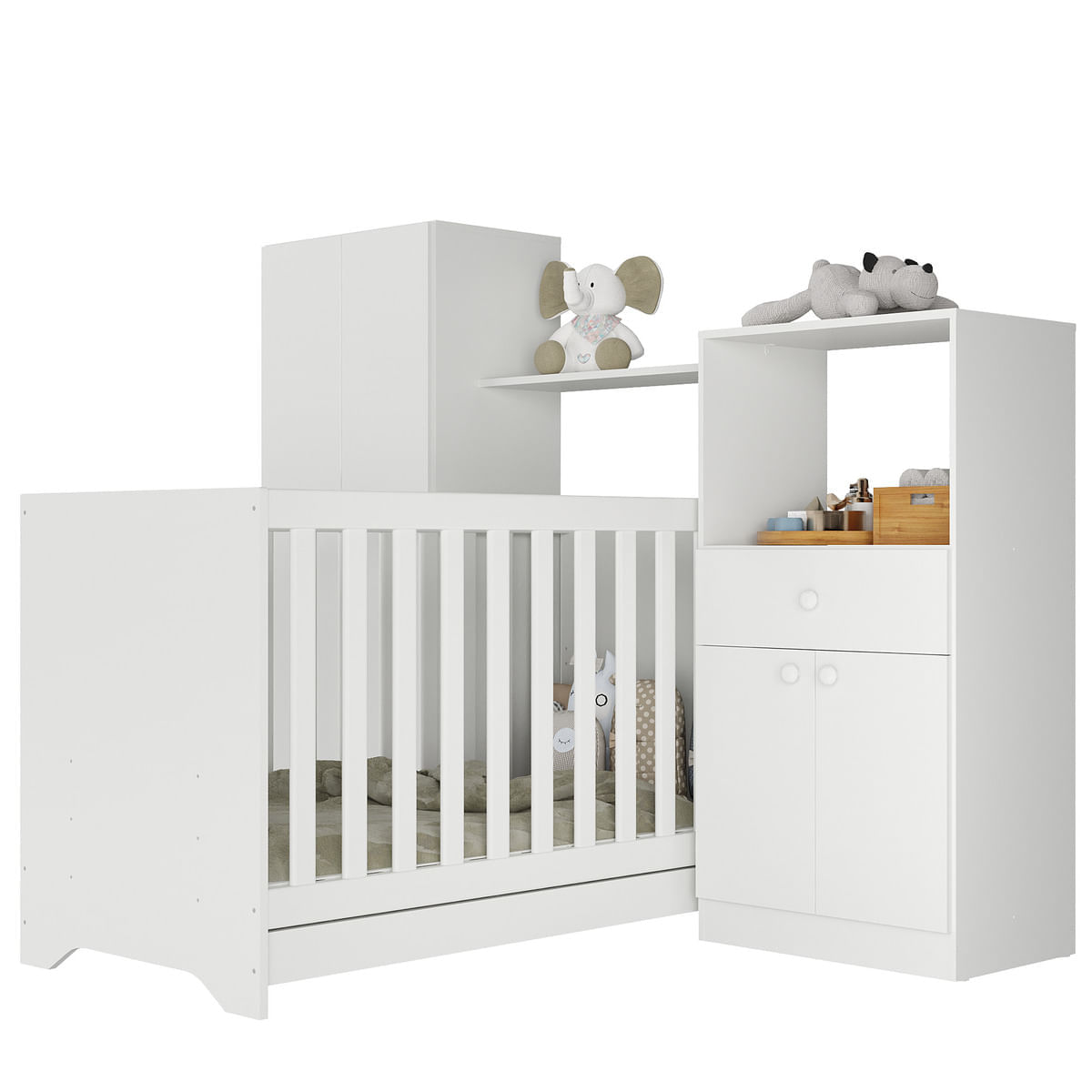 Encontraproduto.com.br - Quarto Infantil com Berço 3 em 1 Luíza Multimóveis Branco